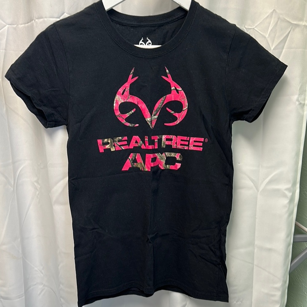 Realtree Kids Black Tee with Pink Logo